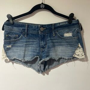Hollister Blue Jean Shorts with Distressed Details